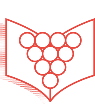image vectorielle d'un livre rouge ouvert avec un grappe de raisin rouge à l'intérieur avec sa queue couleur blanche